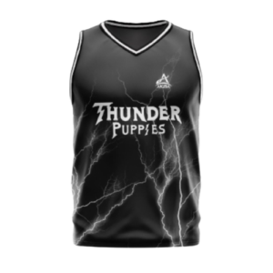 Basketball jersey black thunder puppies with AKIBASTORE for your team or event. Choose colors, logos, names, and numbers.
